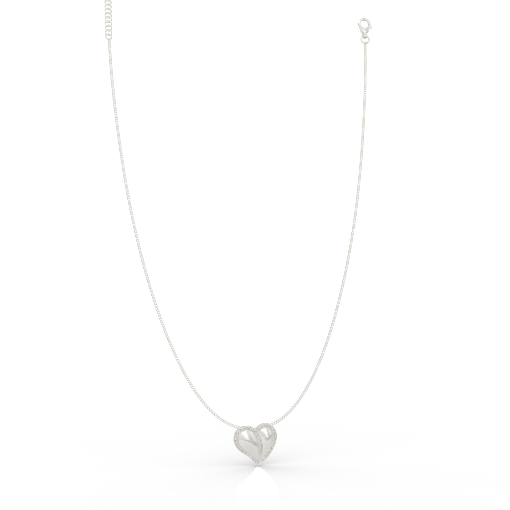 Cute Heart Shaped Pendant With Chain - Hallmarked 925 Sterling Silver
